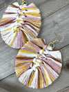Fringy Feather Macrame Earrings in Mustard Mix and Gold