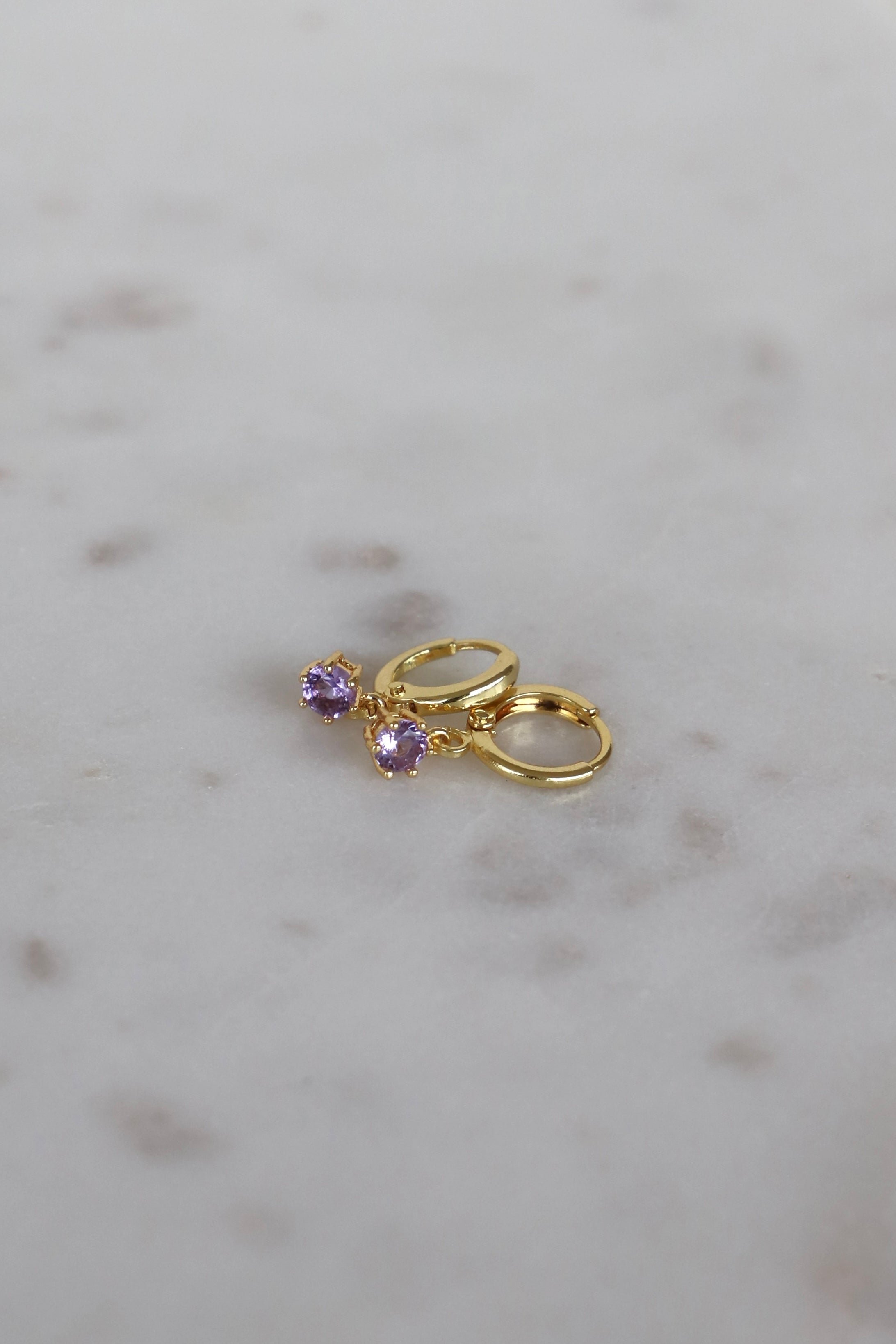 Round Birthstone Huggie Earrings in Gold