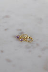 Round Birthstone Huggie Earrings in Gold
