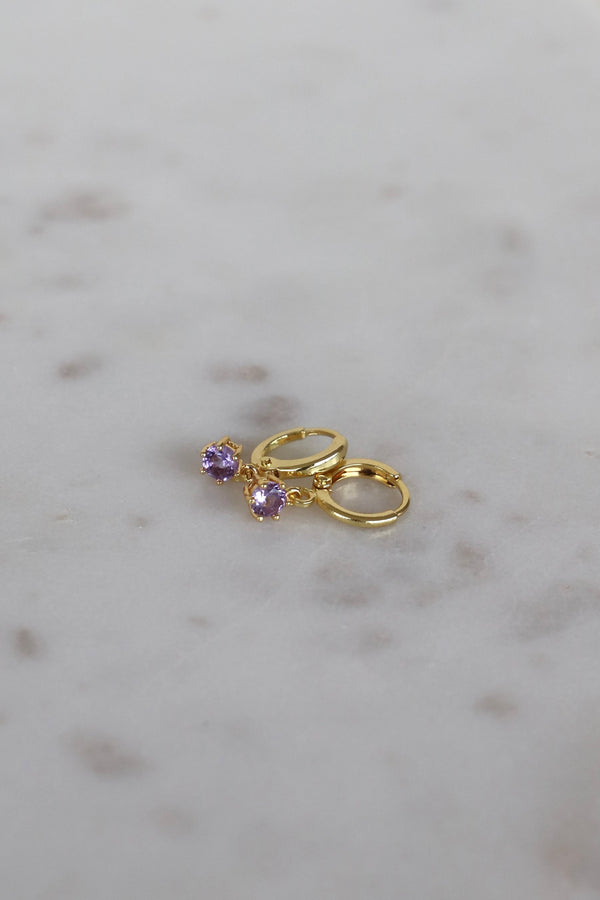 Round Birthstone Huggie Earrings in Gold