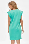 Miami Capped Sleeve A-line Dress in Aqua Green - Curvy