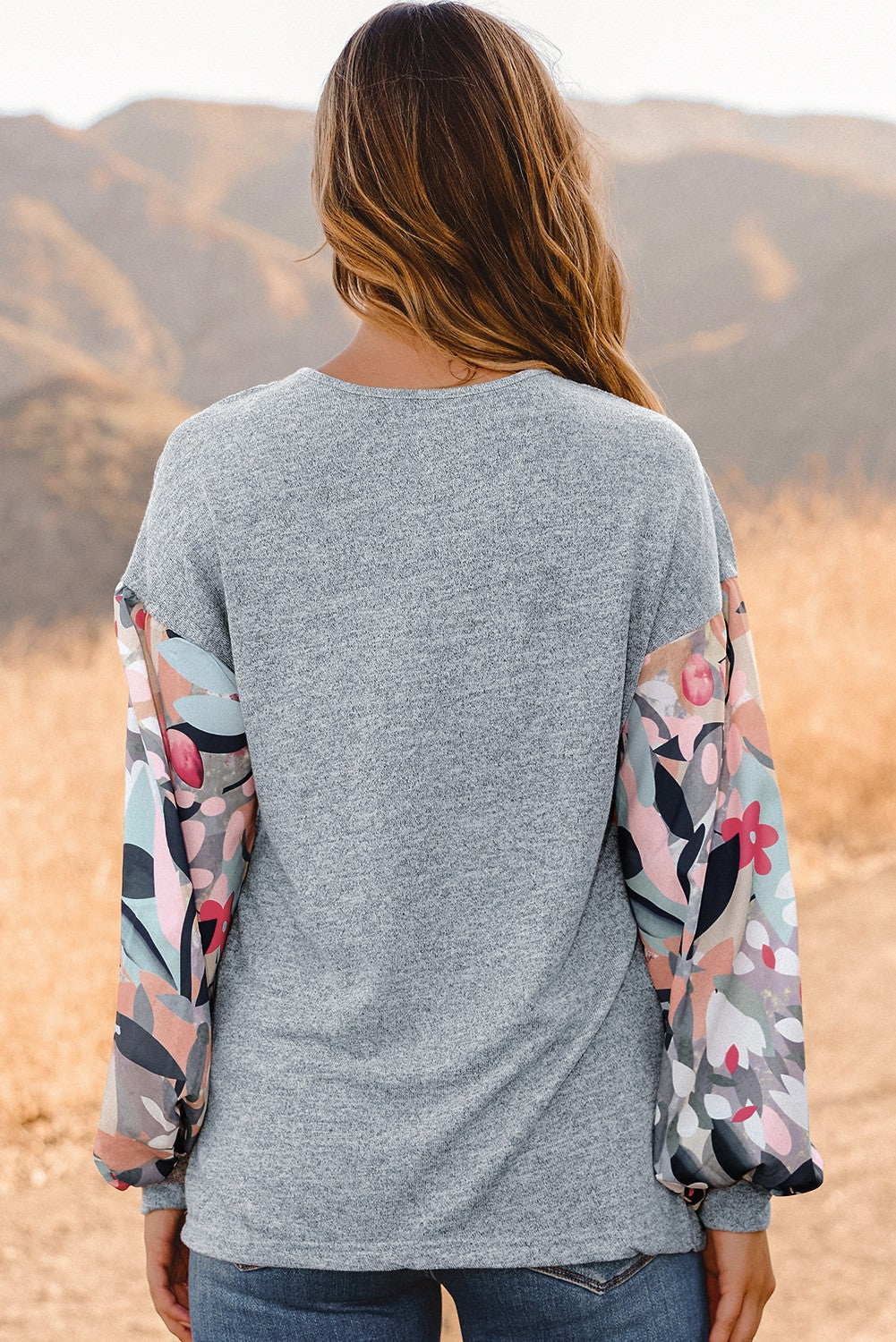 Talk it Over Mixed Media Top in Heather Grey