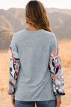 Talk it Over Mixed Media Top in Heather Grey