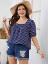 Always Have Polka Dot Square Neck Blouse in Navy - Curvy