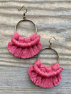 Free Spirit Macrame Knot Earrings in Wild Rose and Bronze
