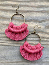 Free Spirit Macrame Knot Earrings in Wild Rose and Bronze