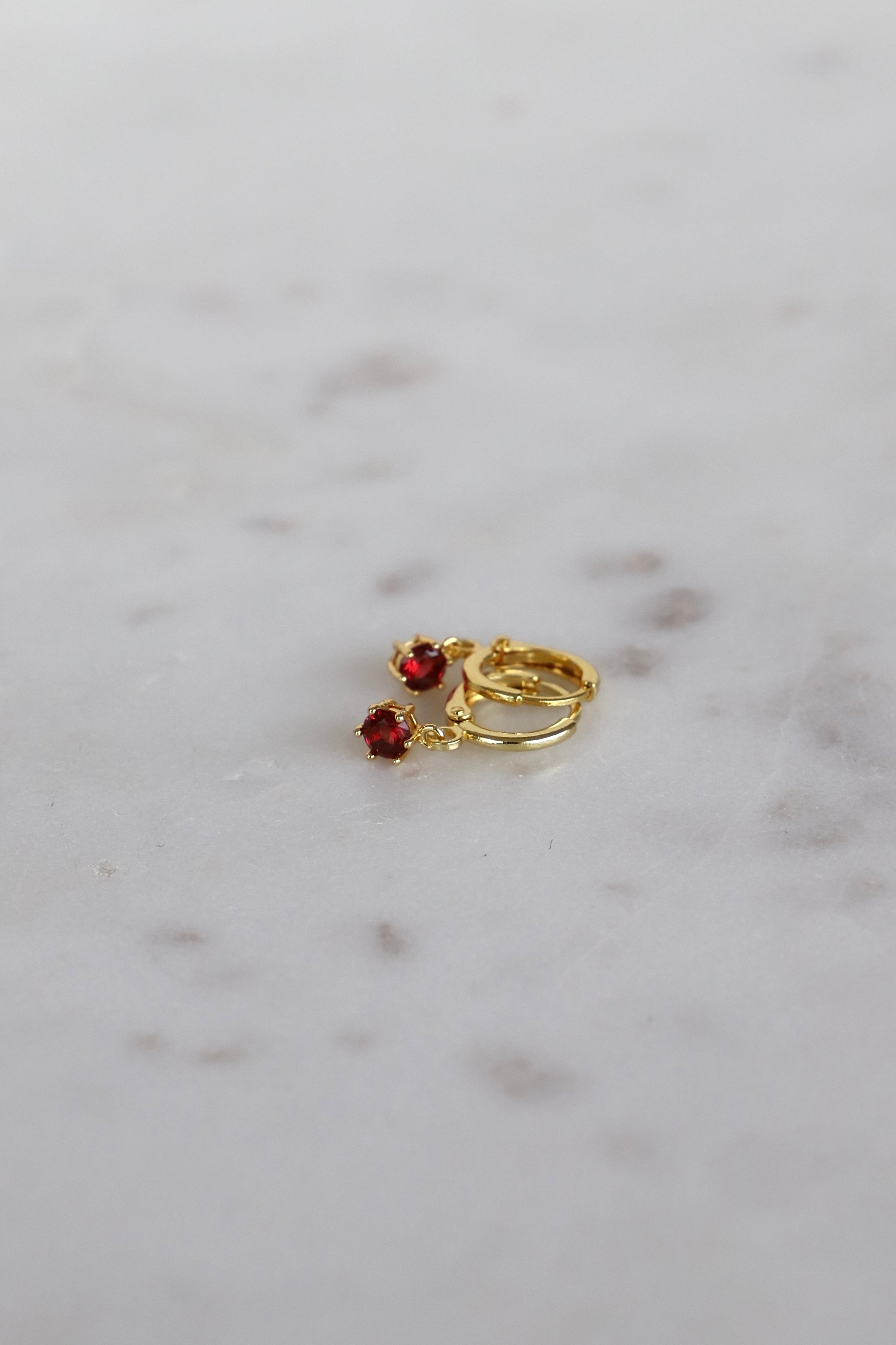 Round Birthstone Huggie Earrings in Gold
