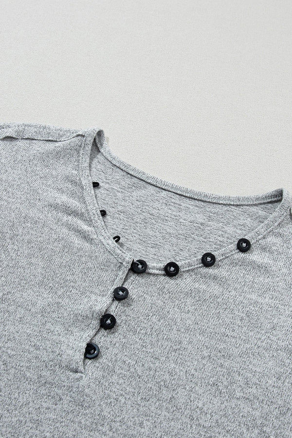 Talk it Over Mixed Media Top in Heather Grey