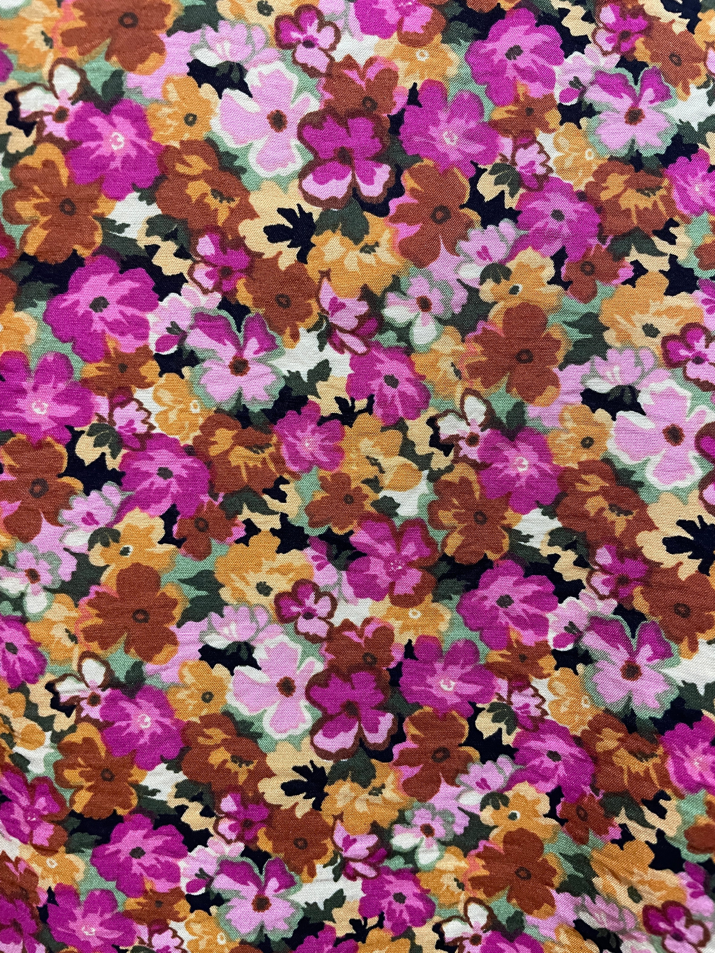 Shayla Floral Blouse in Fuchsia/Caramel/Black