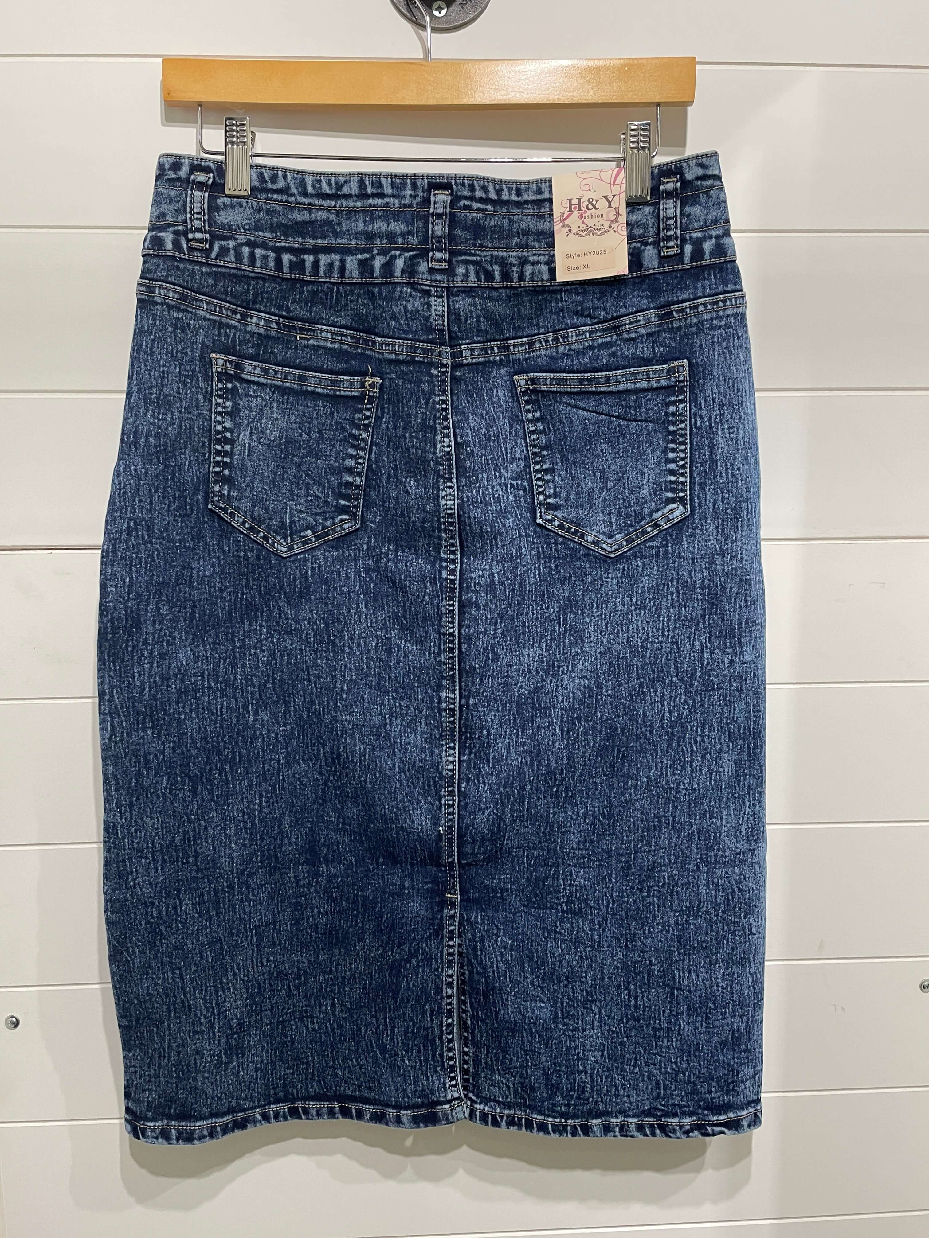 Traditional Girl Bleach Washed Denim Skirt - Curvy