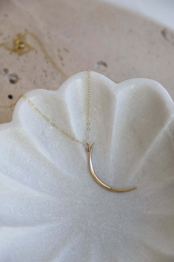 Crescent Moon Necklace in Gold