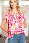 Someone Like You Abstract Print Top in Pink