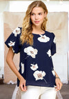 Something To Talk About Floral Blouse in Navy