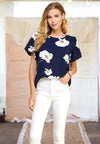 Something To Talk About Floral Blouse in Navy