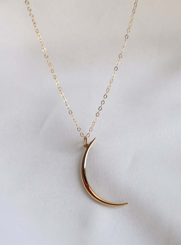 Crescent Moon Necklace in Gold