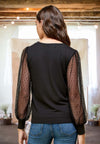 Always With You Polka Dot Lace Sleeve Top in Black