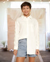 Endless Charm Bow Sleeve Button Down Shirt in White