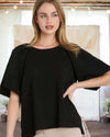 Umgee: You and Me Together Boxy Cut Jacquard Top in Black - Misses and Curvyw