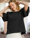 Umgee: You and Me Together Boxy Cut Jacquard Top in Black - Misses and Curvyw