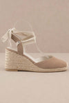 Kate Lace Up Espadrille Wedge Sandal in Beige