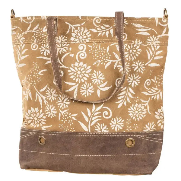 Millie Floral Print Recycled Military Canvas and Leather Tote