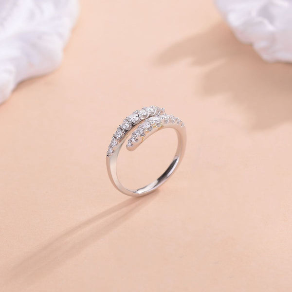 Going My Way .925 Sterling Silver Moissanite Bypass Ring