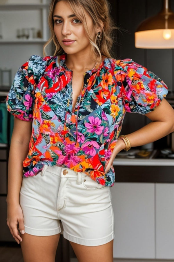 Dedicated to You Multi Floral Patchwork Blouse
