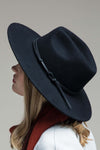 Austin Leather Trim Wool Panama Hat in Black