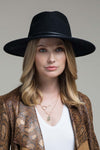 Austin Leather Trim Wool Panama Hat in Black