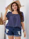 Always Have Polka Dot Square Neck Blouse in Navy - Curvy