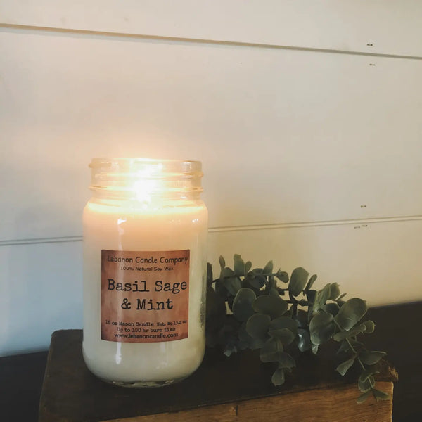 Basil, Sage & Mint 16 oz. Mason Jar Soy Candle