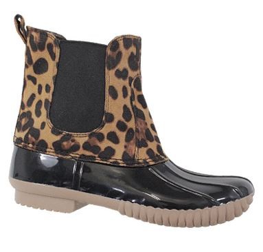 Chelsea Weather Duck Boots in Black Leopard