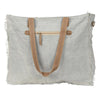 Lindsay Pattern Canvas Tote Bag in Grey and Turquoise