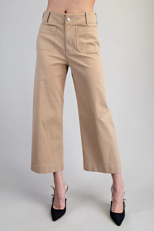 Ella Straight Leg Cropped Pants in Taupe