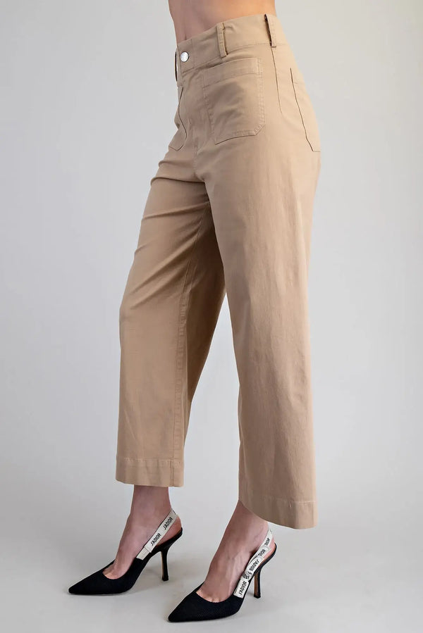 Ella Straight Leg Cropped Pants in Taupe