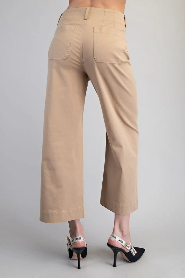 Ella Straight Leg Cropped Pants in Taupe
