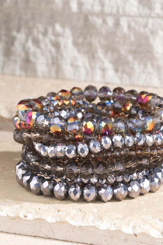 In Harmony Layered Glass Bead Bracelet Set in Moongaze