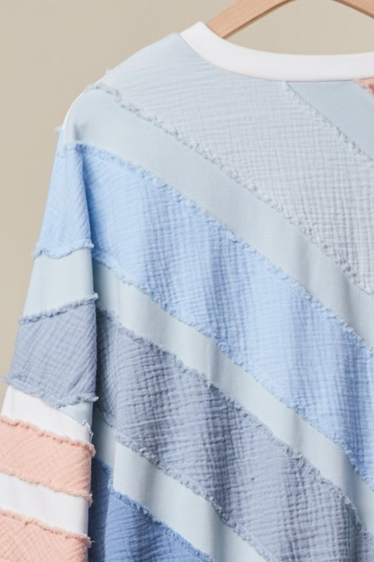 Color Theory Textured Striped Pullover in White