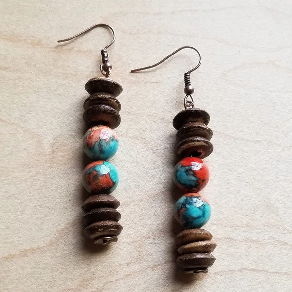 Ciara Multi-Colored Turquoise and Wood Earrings