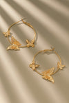 Fluttering Butterfly Adorned Hoops in Gold
