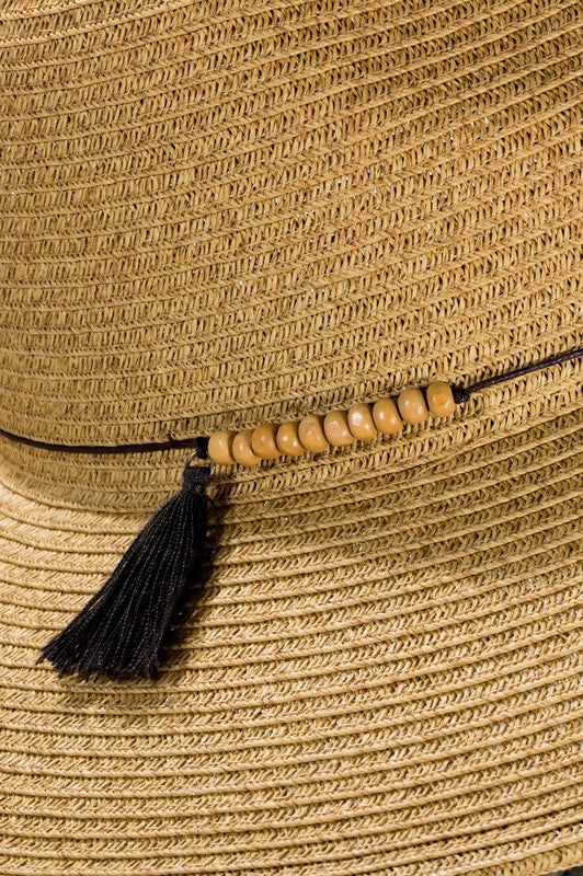 Sun and Sand Bead and Tassel Panama Hat in Natural