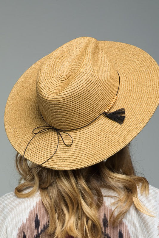 Sun and Sand Bead and Tassel Panama Hat in Natural