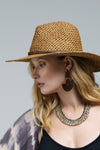 Fiji Bound Panama Hat with Braided Trim in Cappuccino