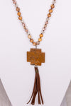 Natalie Natural Stone 32" Necklace in Natural/Brown