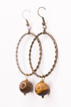 Olivia Tiger Eye Bead Bronze Hoop Earrings