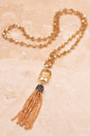 Athena Crystal Bead Tassel Necklace in Blush