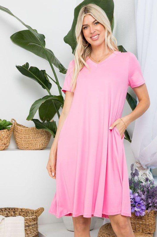 Simplici-Tee T-Shirt Dress in Pink