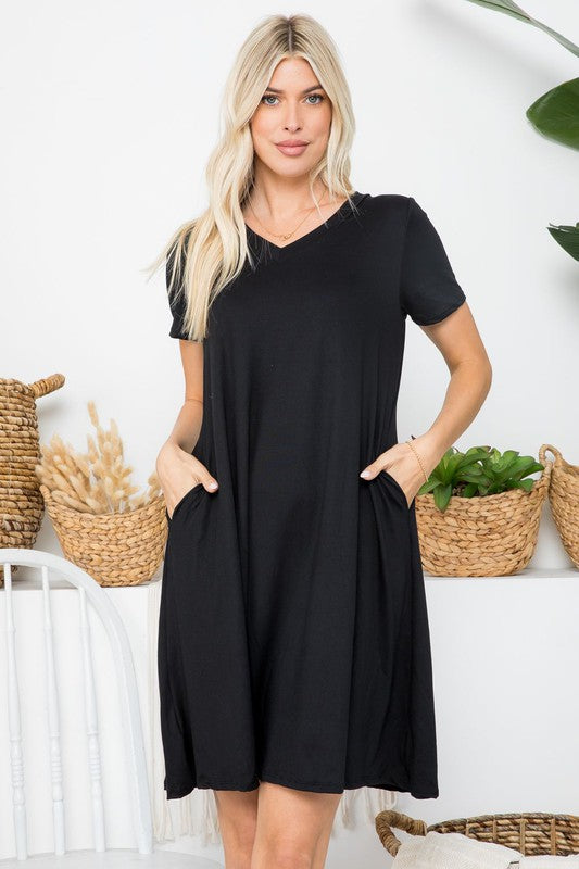 Simplici-Tee T-Shirt Dress in Black