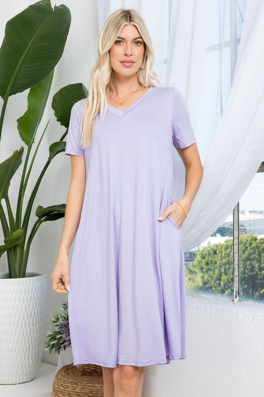 Simplici-Tee T-Shirt Dress in Lavender - Curvy