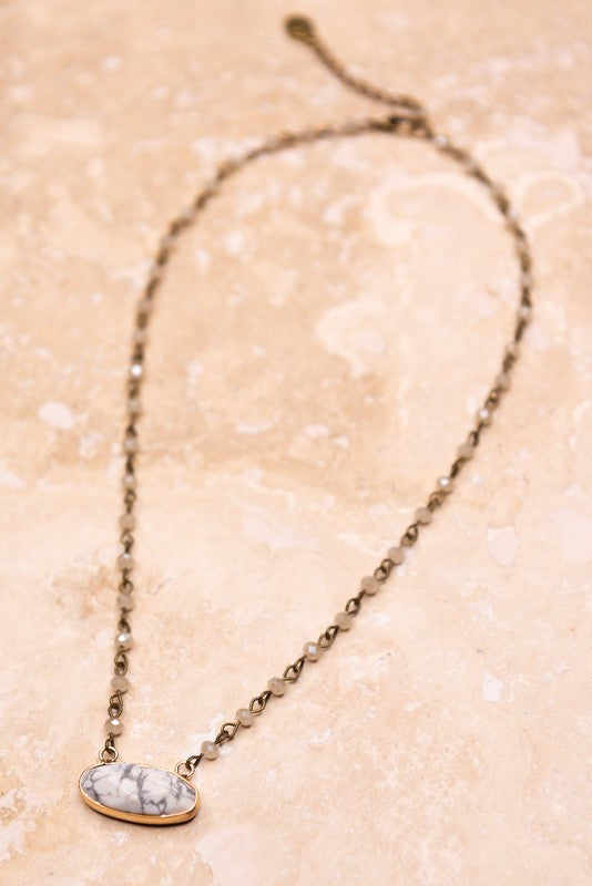 Serenity Natural Stone and White Howlite Chain Link Necklace